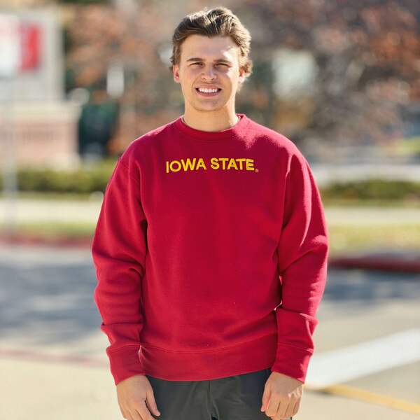 Zoozatz Iowa State Embroidered Cardinal Crewneck